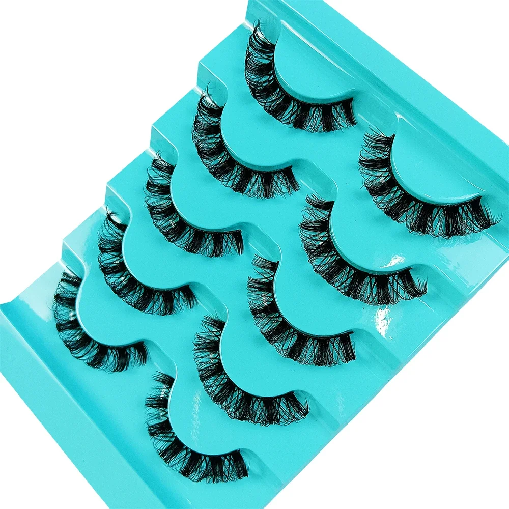 5 Pairs Russian Strip Lashes Fluffy Faux Mink Lashes 3D False Eyelashes DD Curl Fake Eyelashes Makeup Tools