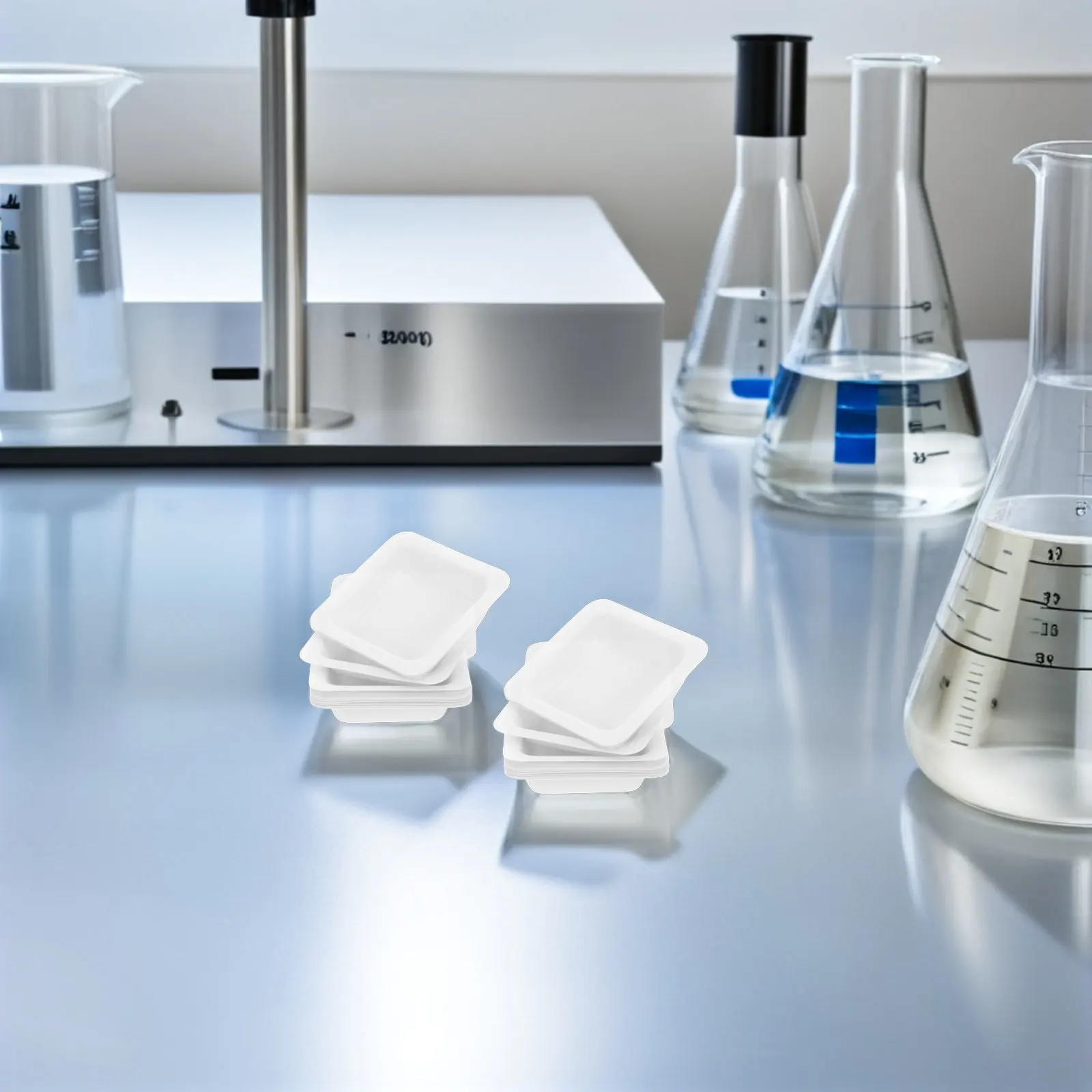 50Pcs Plastic Weighing Boats Lab Powder Dishes Square and Boat Shape for Precise Chemical Sample Measurement Tray