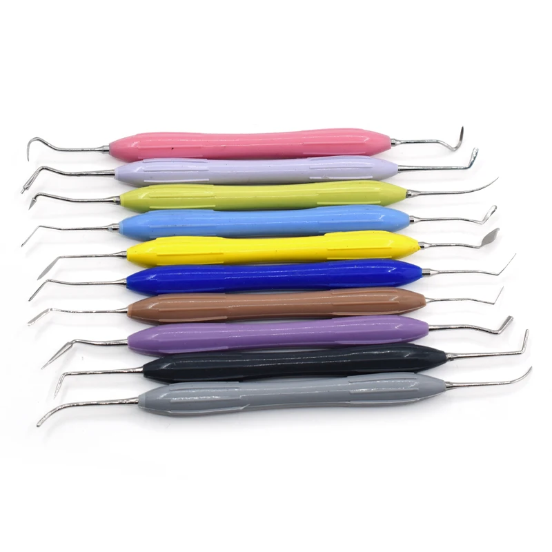 10pc/set Dental Resin Filler Set Plastic Dresser With Silicone Handle Aesthetic Restoration Kit for Resin Knife Spatula Tool