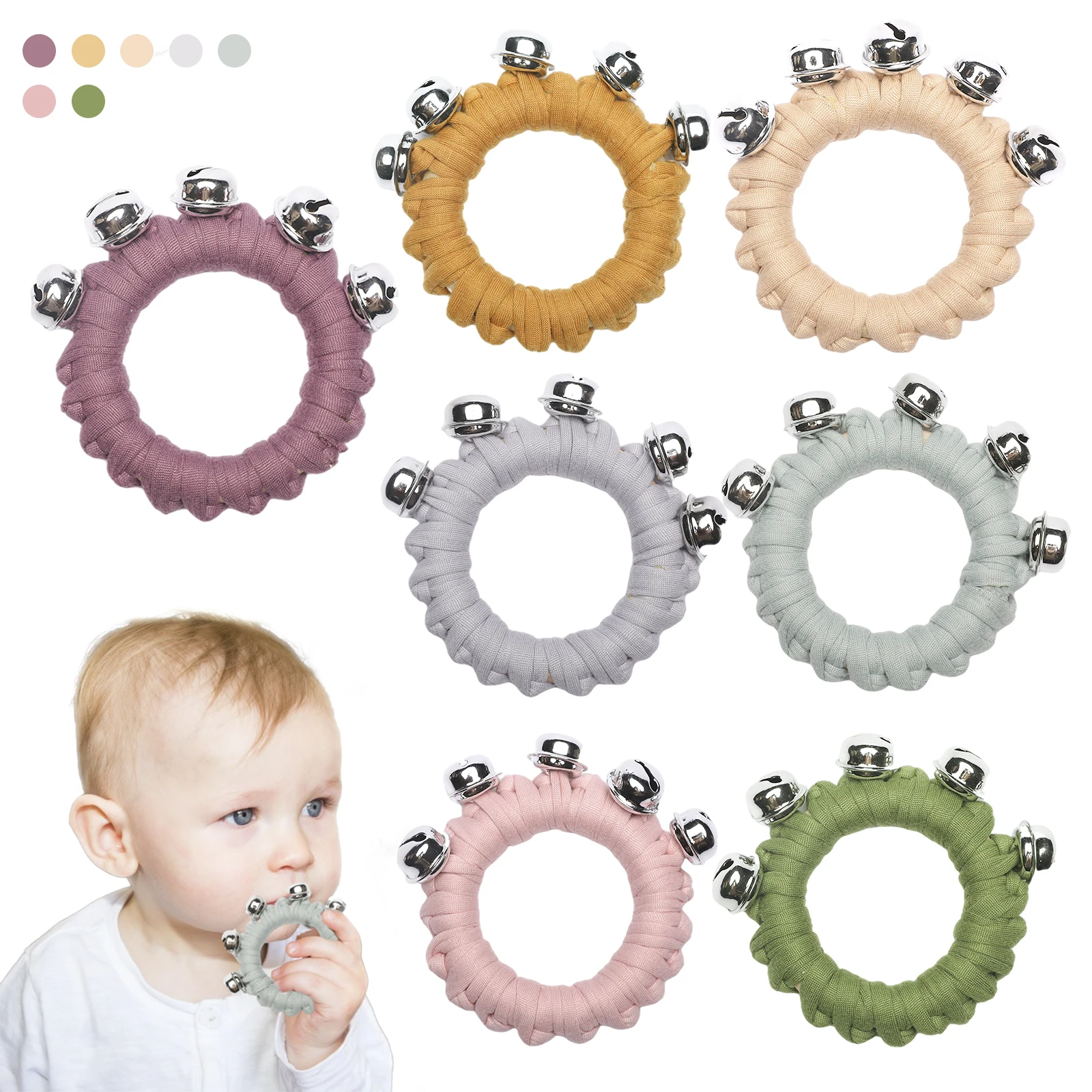 1 PC ของเล่นเด็ก Rattle ไม้ Teether โครเชต์รูปแบบหนู Bell Rattle Baby Gym มือถือ Rattles ของเล่นเพื่อการศึกษาทารกแรกเกิดของเล่นของขวัญ