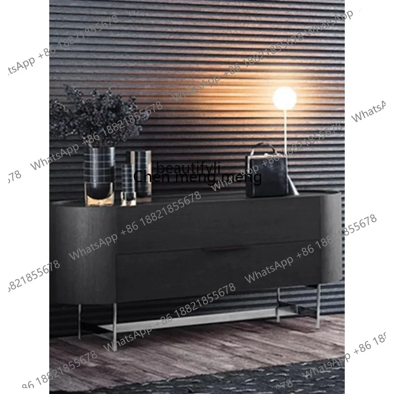 new yj Italian Sideboard Chest of Drawers Nordic Light Luxury Smoked Wood Sideboard Cabinet Entrance Cabinet Storage Cabinet ss