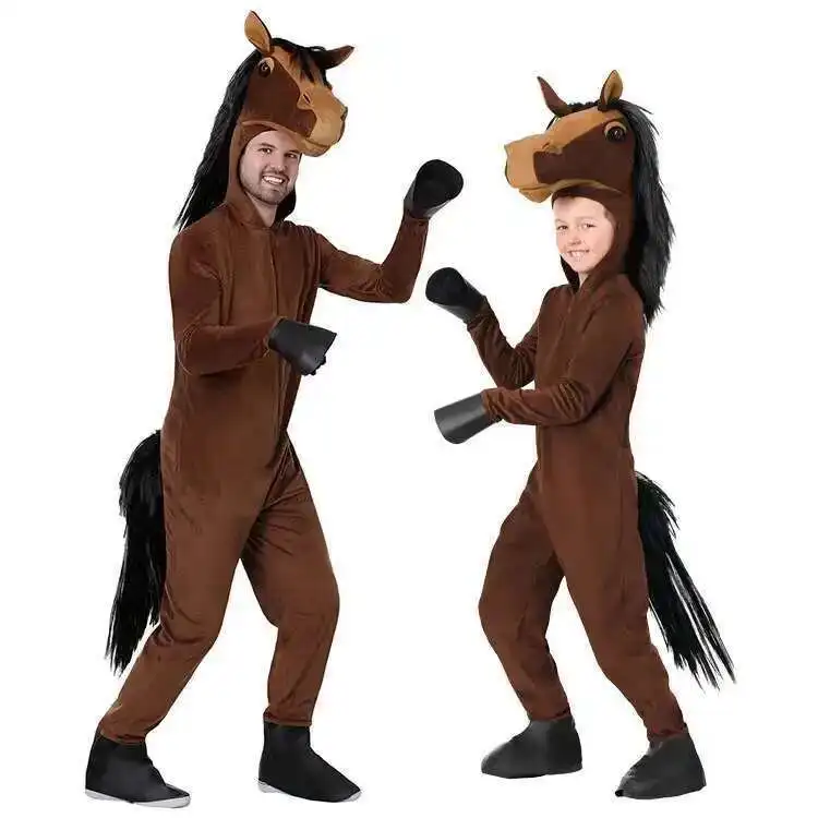 

Kids Animals Brown Horse Costume Outfit Boys Girls Party Role Playing Dress Up Jumpsuit Children Halloween Cosplay Anime Suit
