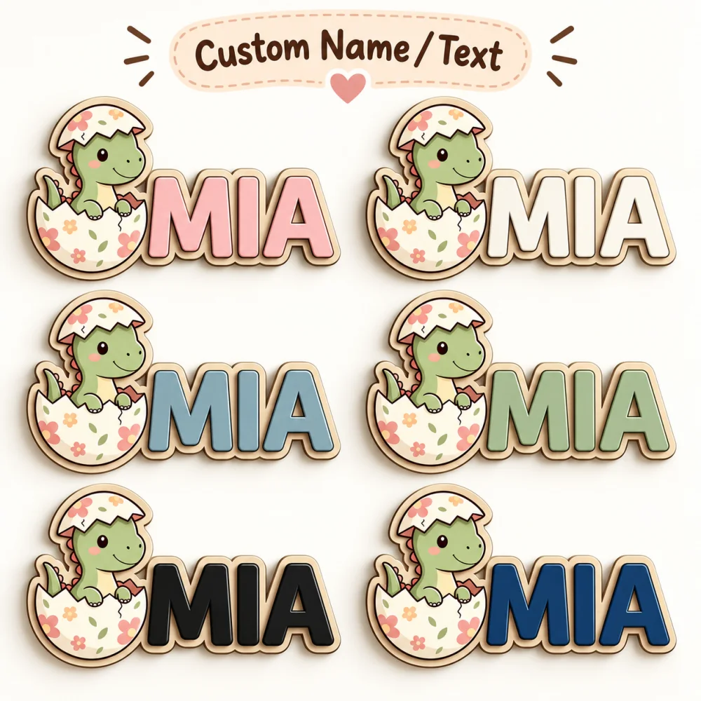 1Pc Custom Name/Text Dinosaur Themed Wooden Nameplate - Sign Suitable for Room Decor,Wall Plaque,Hanging Sign for Christmas Gift