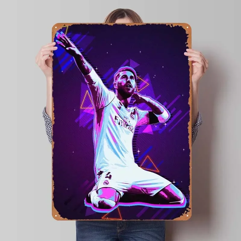 Sergio Ramos Sign Sport Metal Poster Coffee Bar Vintage Metal Tin Sign Plaque for Wall Art Decoration Bathroom Decor Man Cave