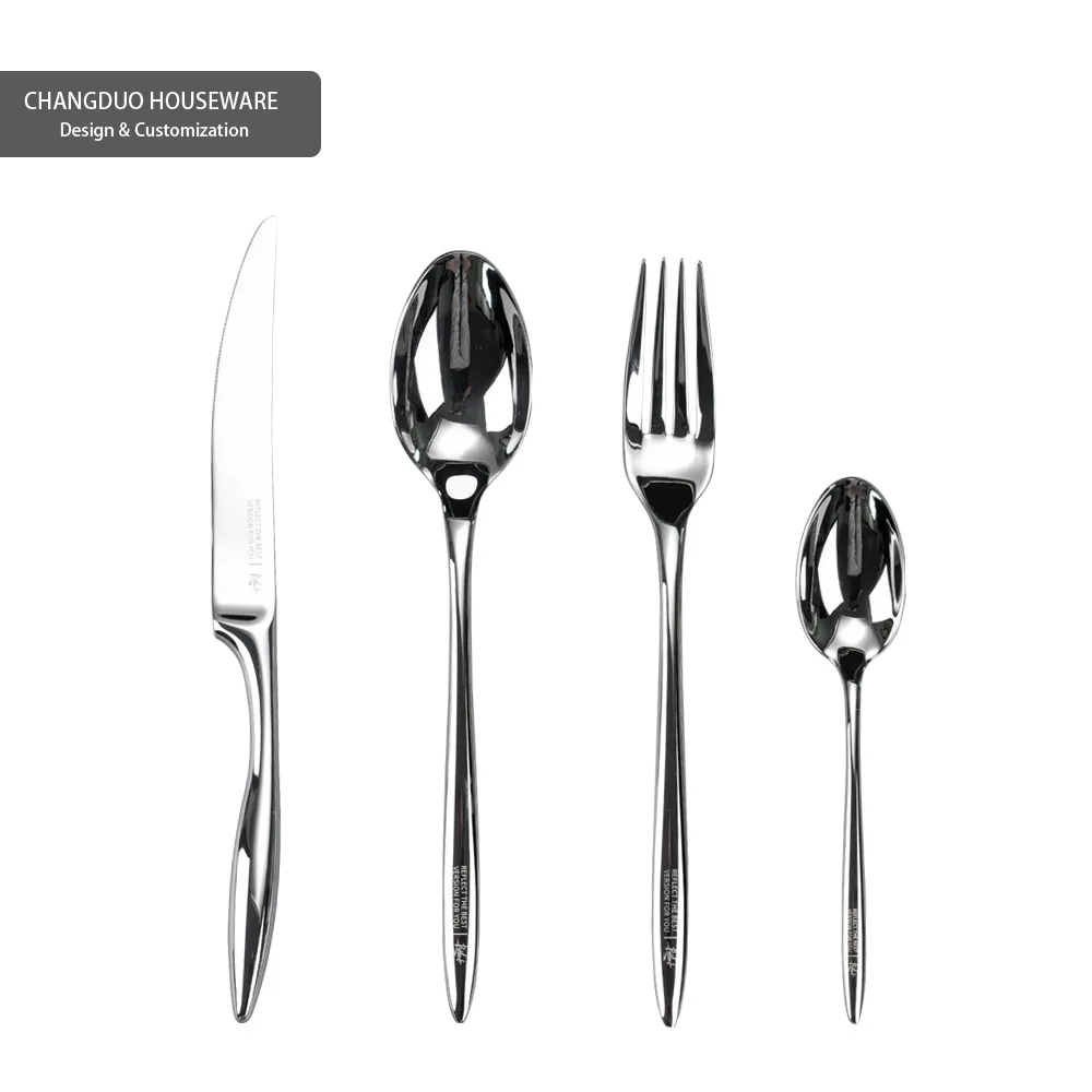 4pcs 304 Stainless Steel Flatware Set Mirrored Silver Knife Fork Spoon Tableware Luxury Cutlery Dinnerware Home Dishware Safe