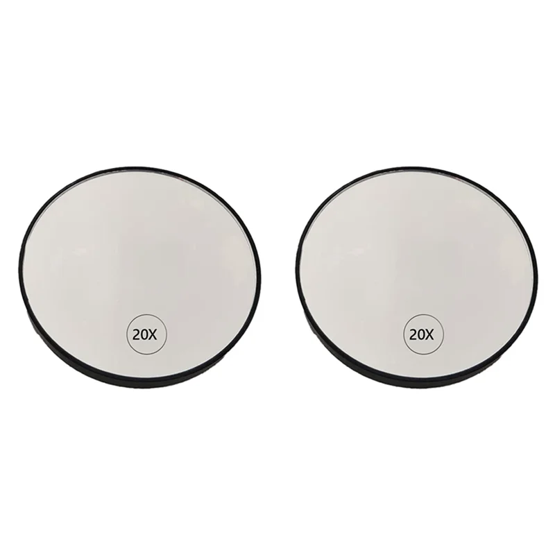 AA20-2X Anti-condens vergrotende make-upspiegel Zuignap make-upspiegel 20X draagbare vergrotende make-upspiegel met handvat, zwart