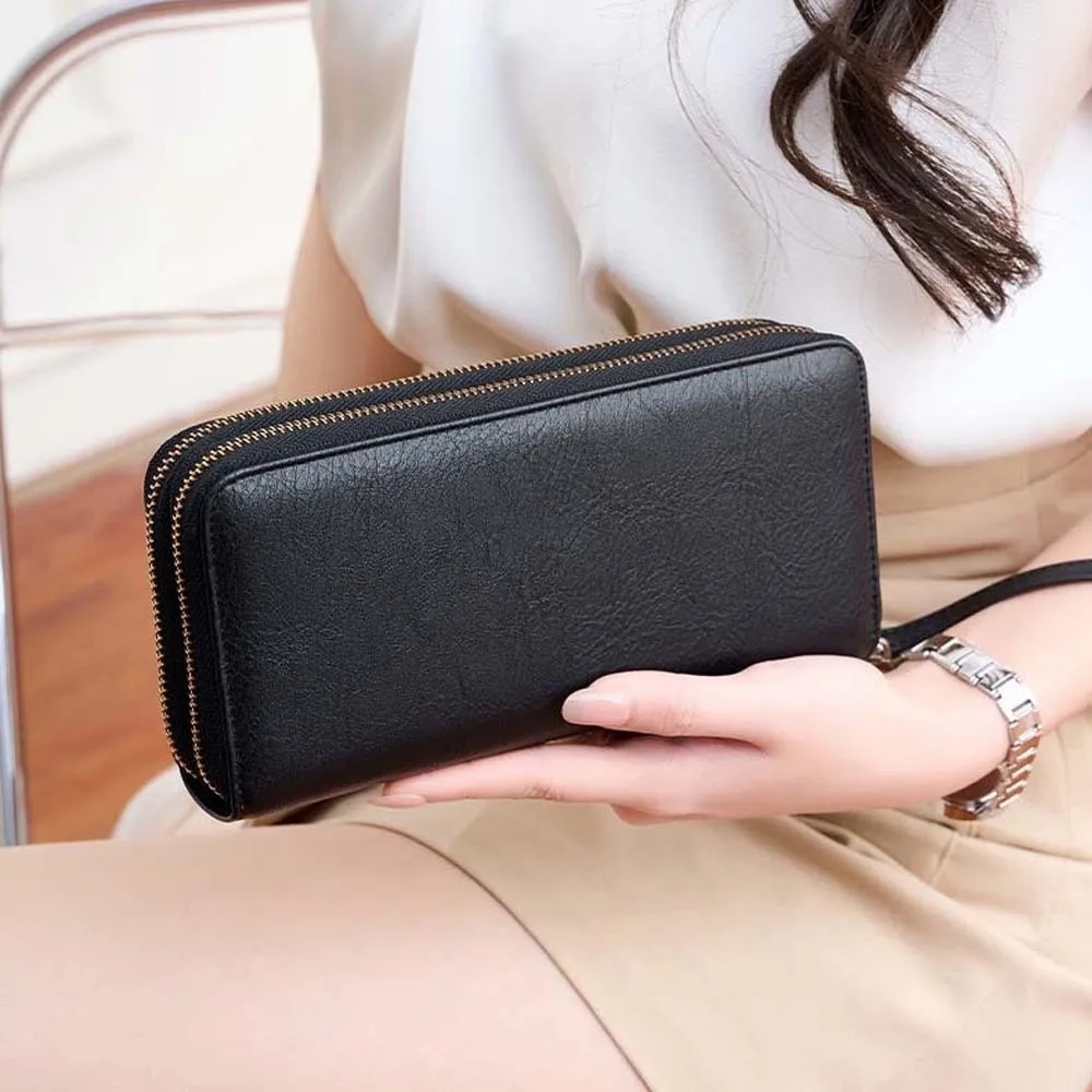 

Lady Cards Pouch Portable Leopard Print Long Wallet PVC Stripe Multiple Cards Purse Classic Cow Print PU Handheld Bag Work