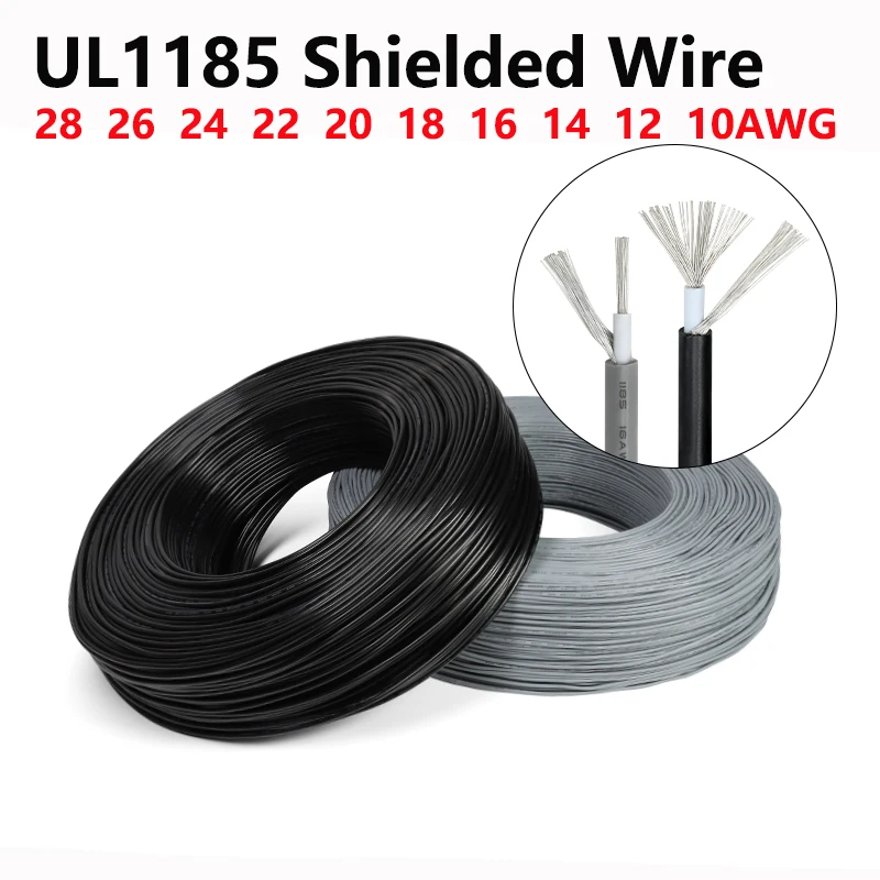 

5/10M UL1185 Shielded Wire 28 26 24 22 20 18 16 14 12 10 AWG Channel Audio Single Core 1C Electronic Copper Signal Shield Cable