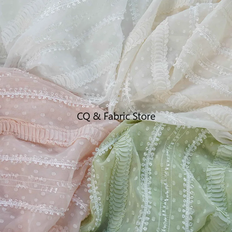 

Мягкая жаккардовая шифоновая ткань с вышивкой в маленькую точку, тюлевая пряжа для рубашки, платья, одежды, дизайнерская ткань, ткань ручной работы «сделай сам»