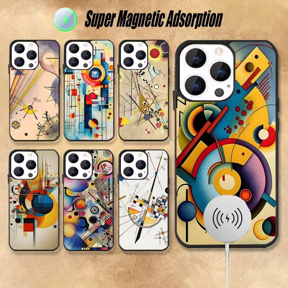 

Art Wassily Kandinsky Shockproof Black Phone Case For iPhone 17,16,15,14,13,12,11,Pro,Max,Plus,Mini Magnetic Wireless Charging