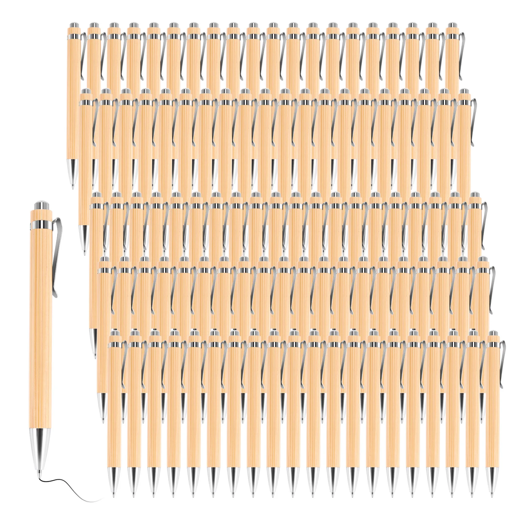 

AB53 100 Pcs/Lot Bamboo Ballpoint Pen Stylus Contact Pen Office & School Supplies Pens & Writing Supplies Gifts-Black Ink