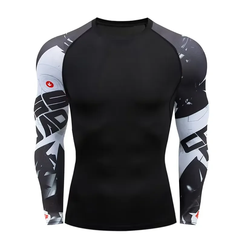 3D Long Sleeve MMA Rashguard Men 2026 BJJ Jiu Jitsu Compression Shirt Muay Thai Gi Boxing Fitness Gym Jersey Martial Arts Top