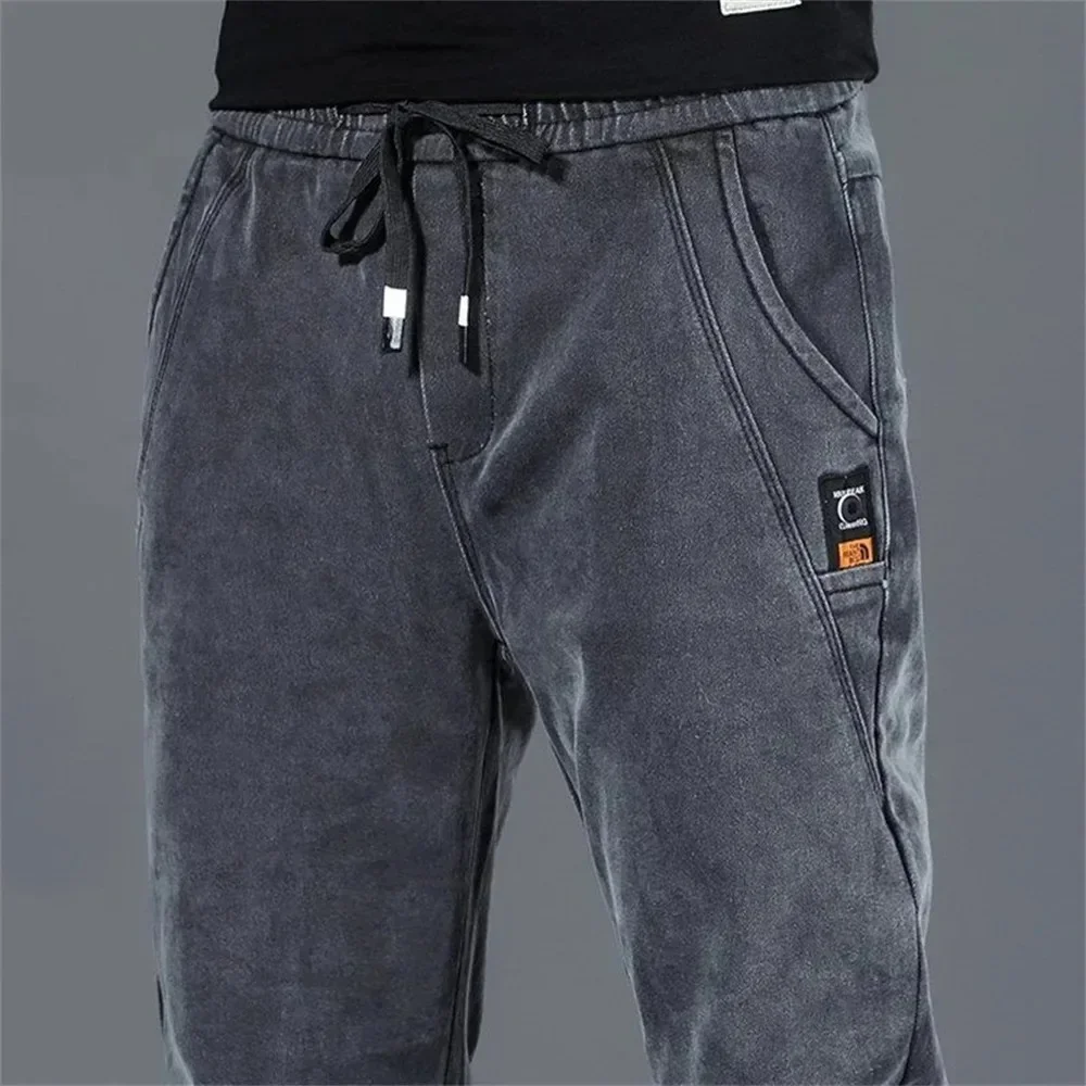 Fashion New Hip Hop Jeans Pants Men Loose Joggers Denim Casual Sweatpants Korea Ankle Length Trousers Streetwear Men Clothing