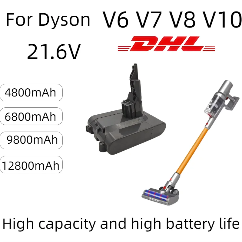 

For Dyson Battery 21.6V 6000mAh-12800mAh V6 V7 V8 V10 Vacuum Cleaner Battery charger Cordless Vacuum Cleaner SV09 SV10 SV11 SV12