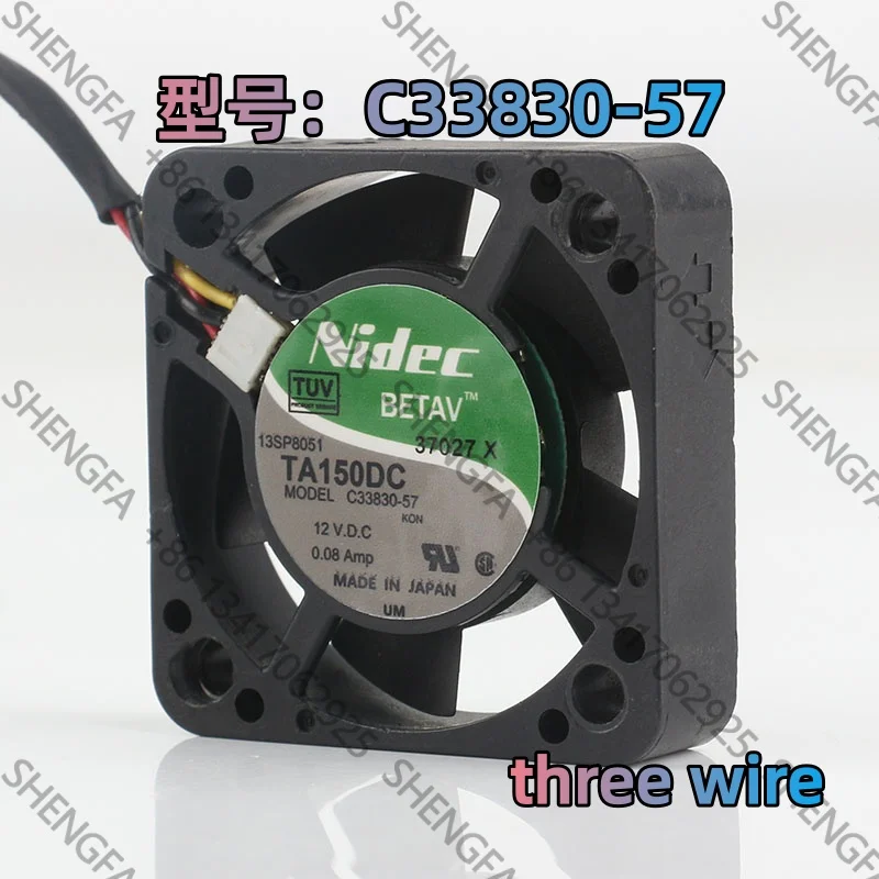 Nidec 5V 24V 48V DC 12V 0.08A AC EC 4010 40X40X10MM silent large air volume server chassis three wire C33830-57 cooling fan