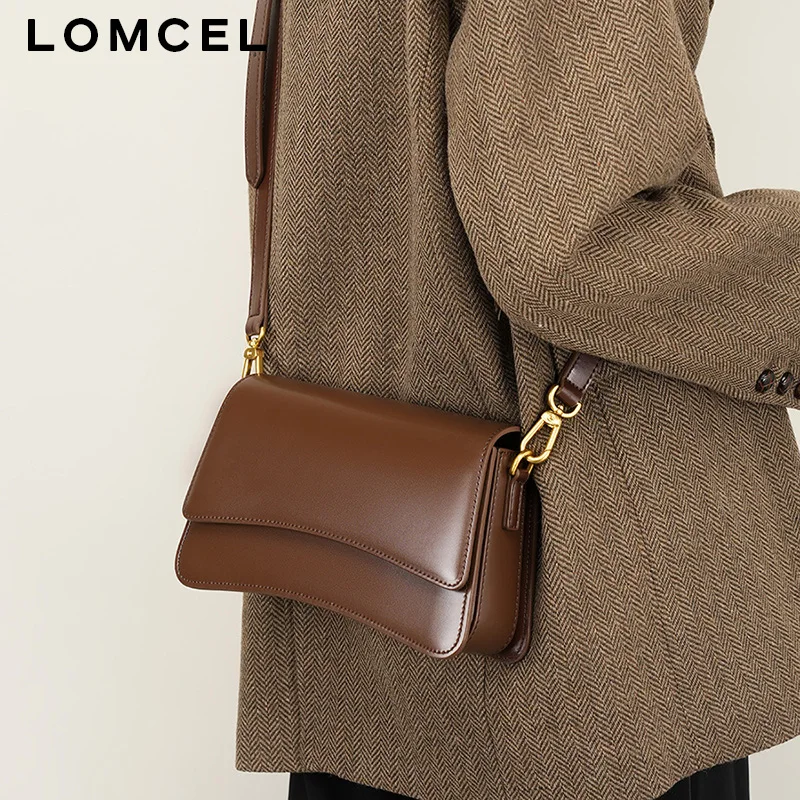 LOMCEL 21 New versatile crossbody bag made of high-quality cowhide, a small and exclusive bag in the shape of a French loaf
