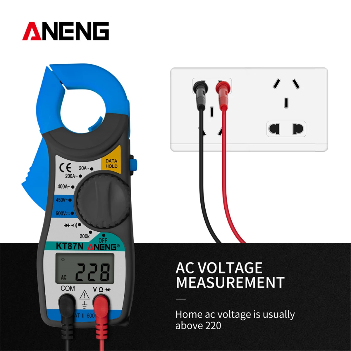 ANENG KT87N Mini Digital Clamp Meters AC/DC Voltage AC Current 600v True RMS Multimeter Capacitance Electrical Tester Tools