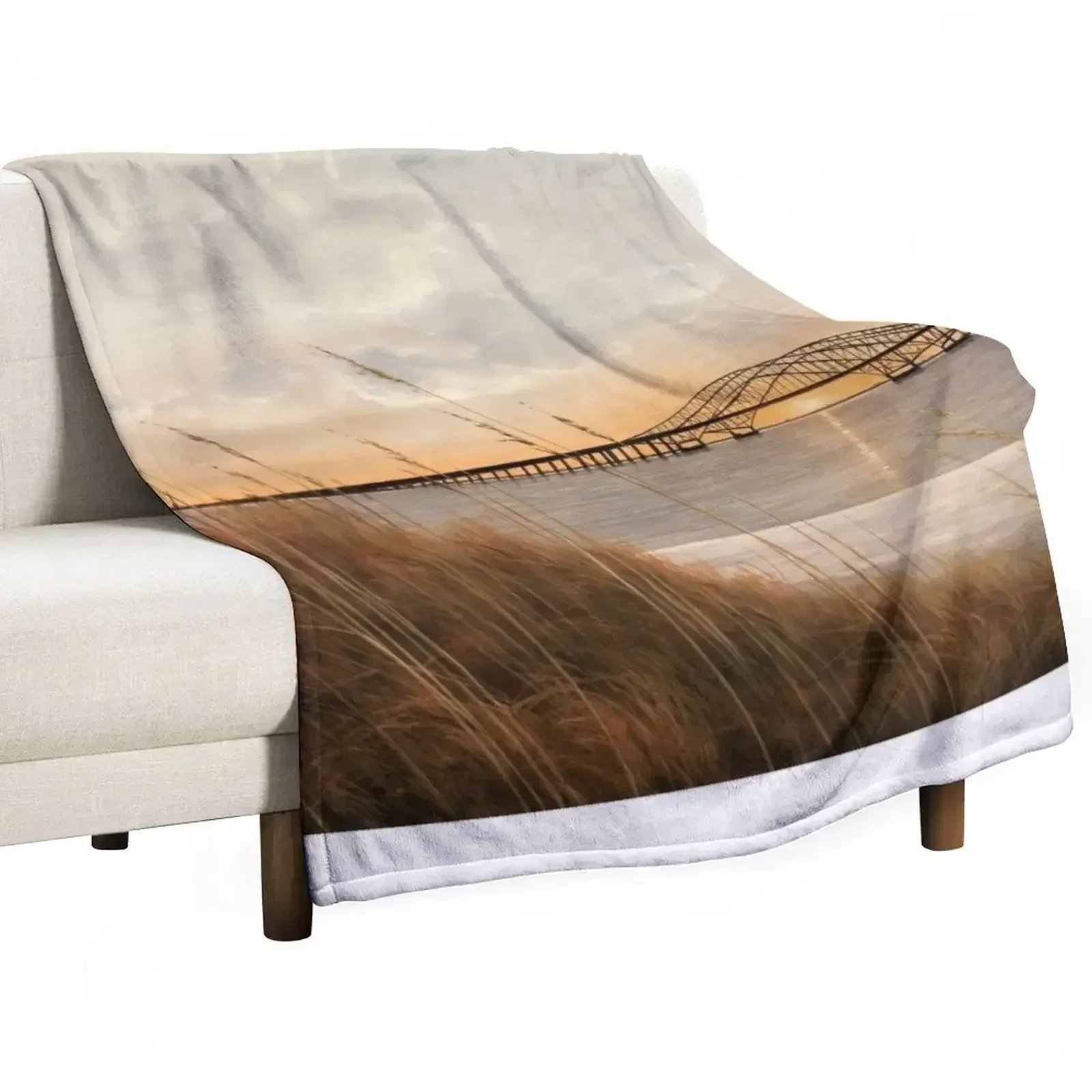 View of Captree Bridge Throw Blanket Vintage Thins Softest Thermal Furrys Weighted Blankets