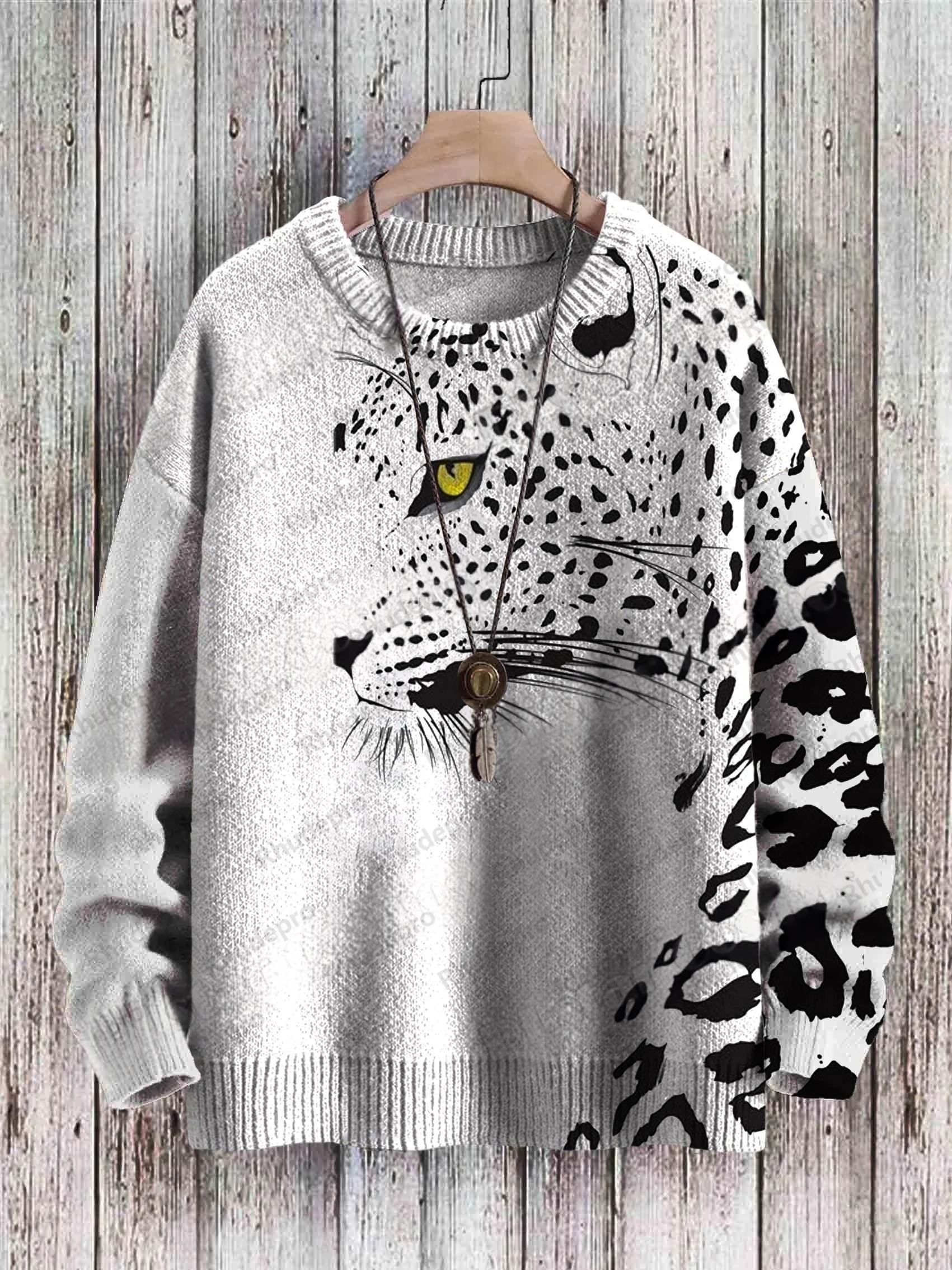 Cute Winter Squirrel 2027 Halloween Ghost Art 3D Printed Men's Knitted Pullover Winter Unisex Casual Knit Pullover Sweater