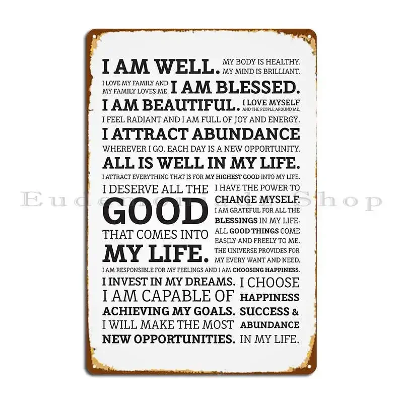 

Положительные утверждения, черный на белом, серой металлической табличке для гостиной, индивидуальный кинотеатр, кухня, жестяная вывеска, плакат