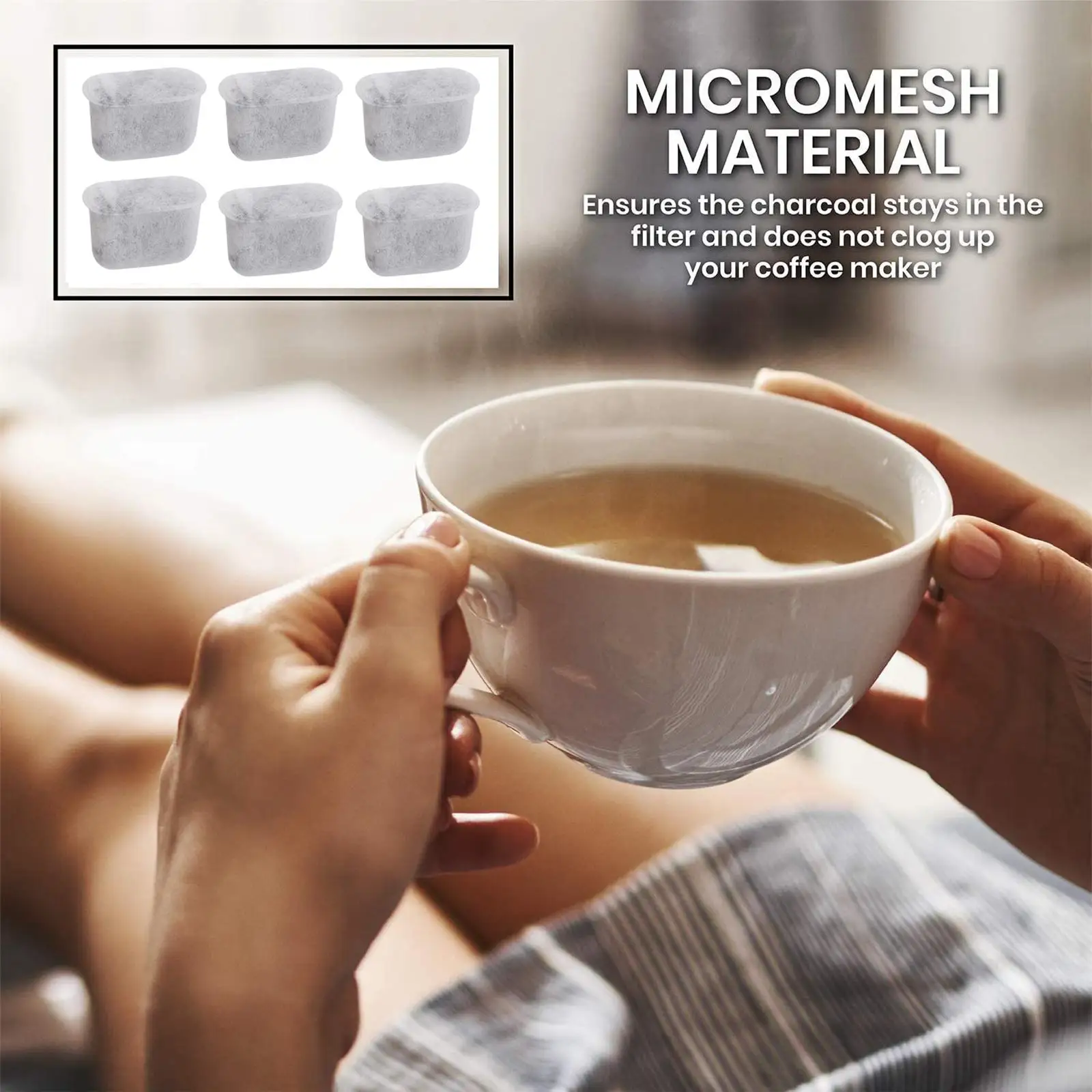 6 قطع من فلاتر المياه الفحمية لماكينات القهوة Cuisinart سهلة الاستبدال