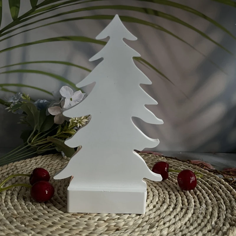 Christmas Tree And House Silicone Mold Set For DIY Cement Plaster Casting, House Tree Combination Decoration Mold