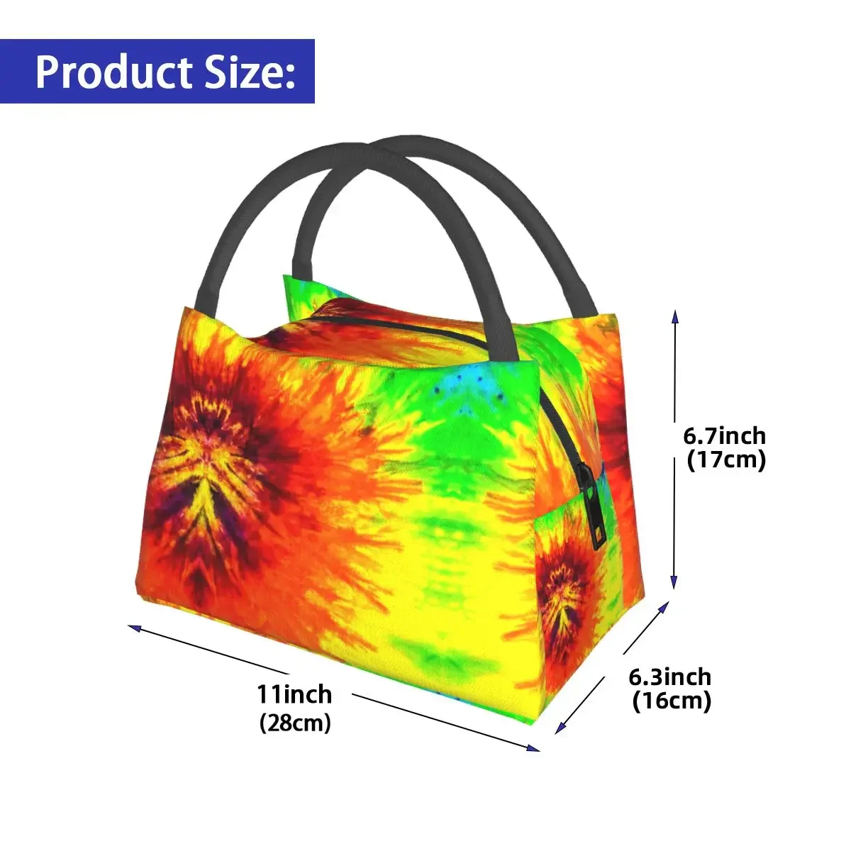 Red Yellow Tie Dye Lunch Bag Abstract Retro Style Casual Lunch Box Child Outdoor Picnic Portable Cooler Bag Designer Lunch Bags