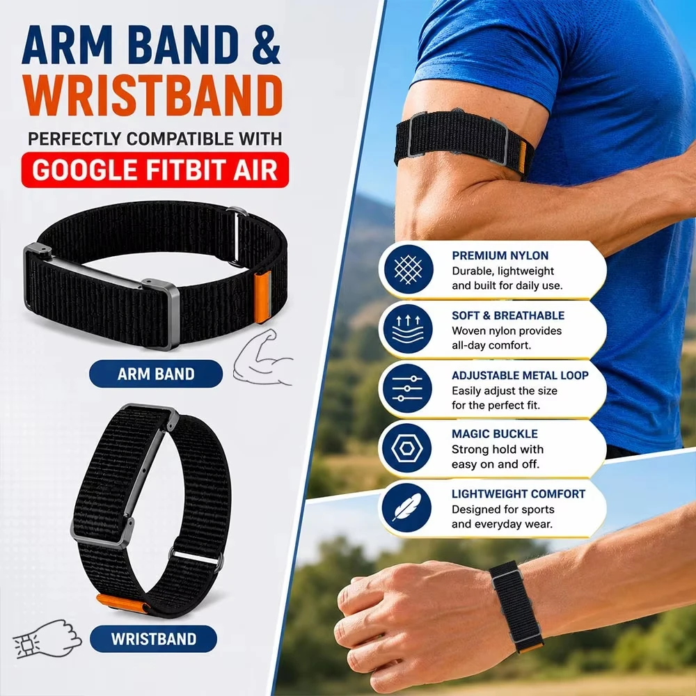 Biceps Band Compatible with Google Fitbit Air Strap Nylon Armband Fitness Tracker Replacement Band For Google Fitbit Air Bands