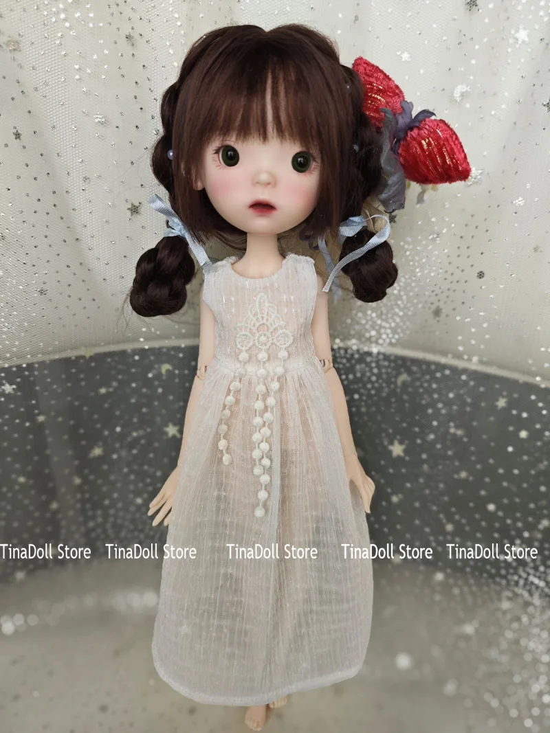 （TinaDoll Store) little lady French embroidery style Landoudou/blythe 1pcs Clothes set(one-piece dress )for Landazz Landoudou
