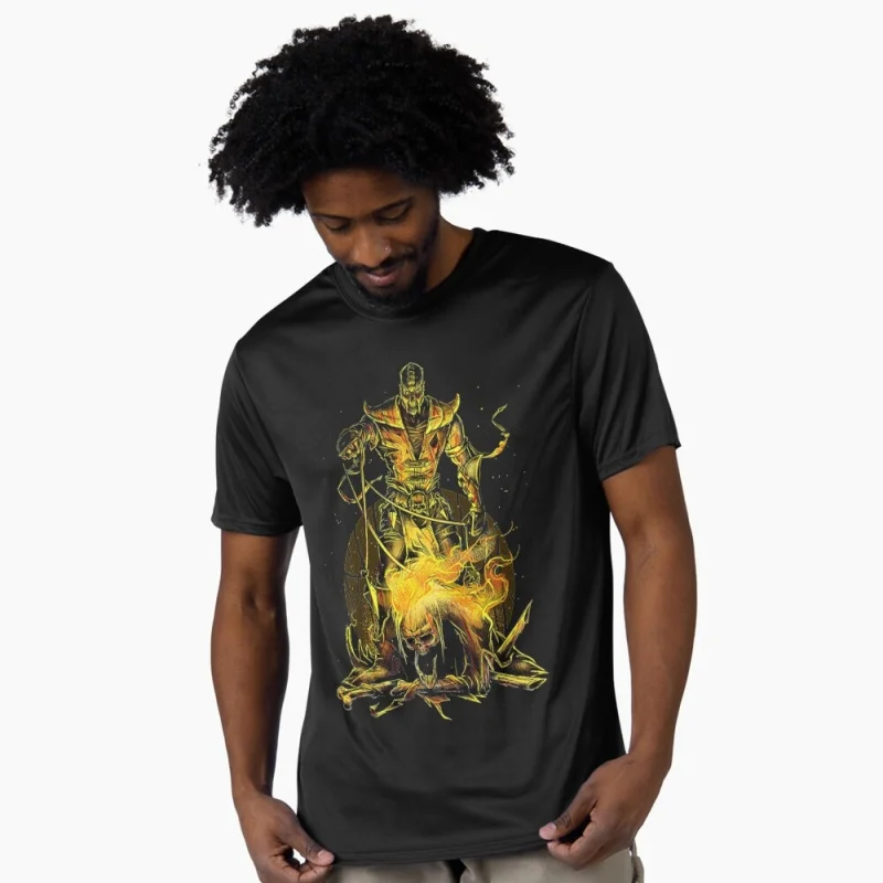 

Vintage 90's Mortal Kombat Cursed Scorpion Gift tshirt for gamer 100% cotton printed Short Sleeve Graphic T-Shirt All size tops