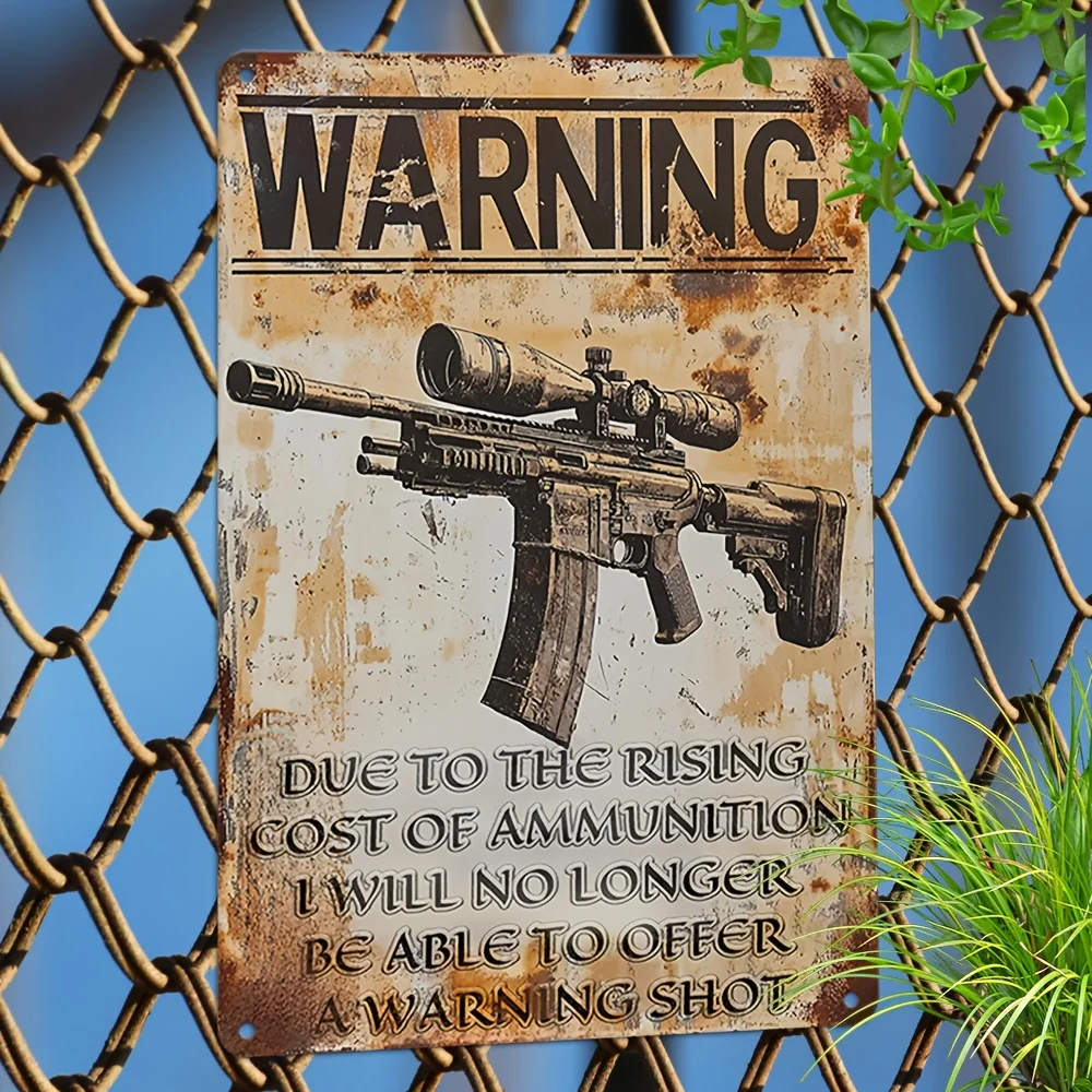  Vintage Military-Themed Iron Wall Hanging Sign,  Decorative Plaque with Humorous Warning Message, Multipurpose Retro Art for Ho