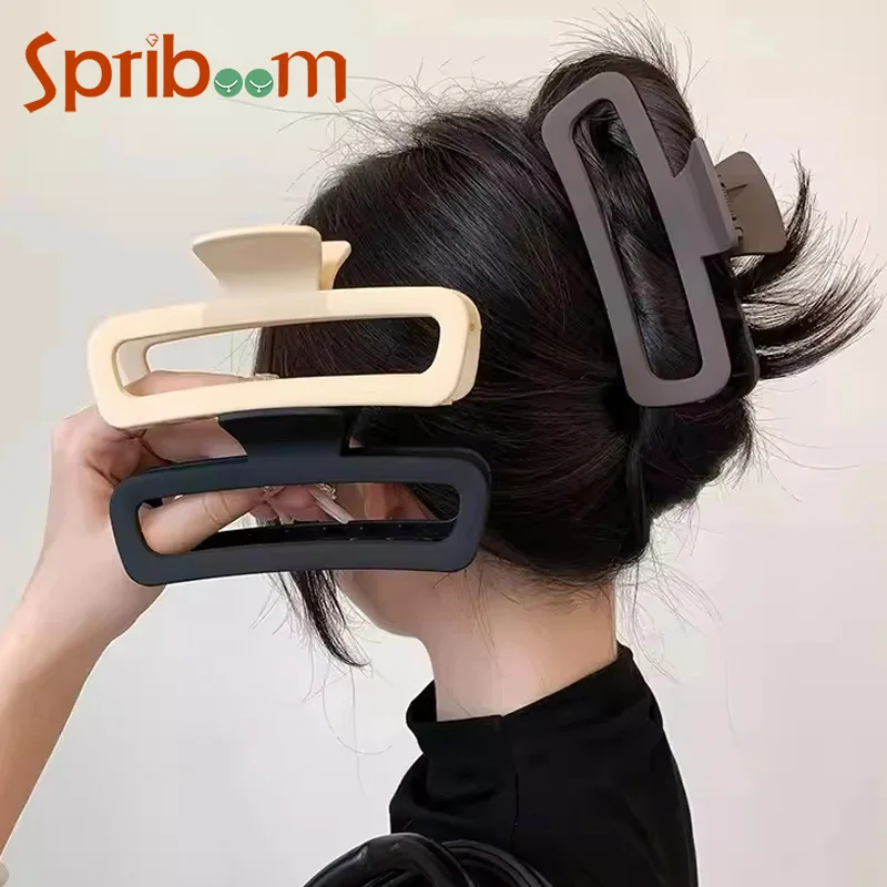 Rectangle Women Hairclip Large Size Hair Ornament Matte Hairpin Girls Crab Hair Clips Simple Korean Hair Accessories Gift