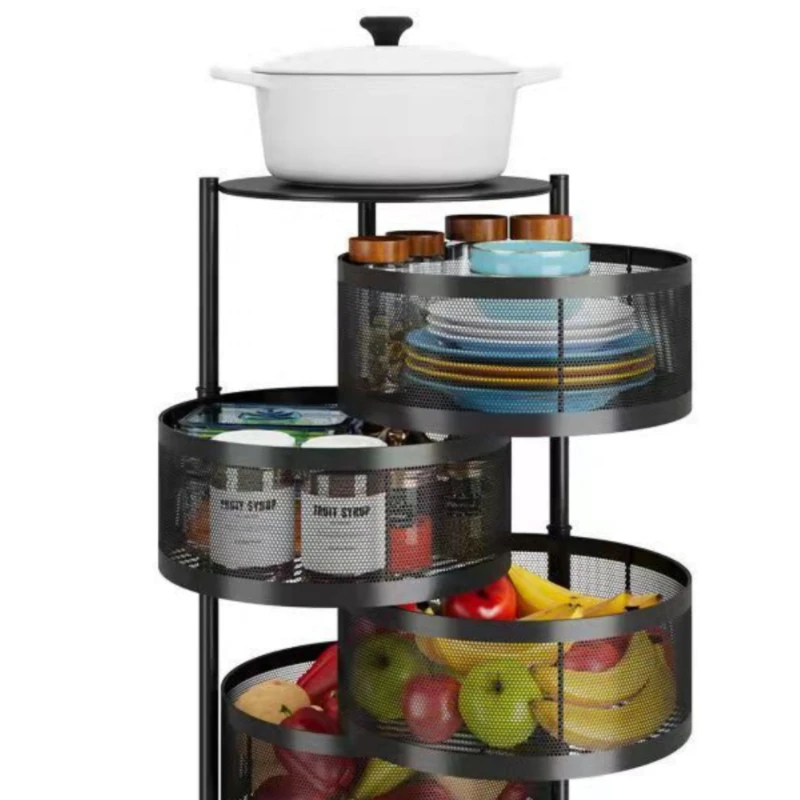 Rotating storage rack, kitchen vegetables, floor to floor, multi-layer fruit basket, household multifunctional, dedicated