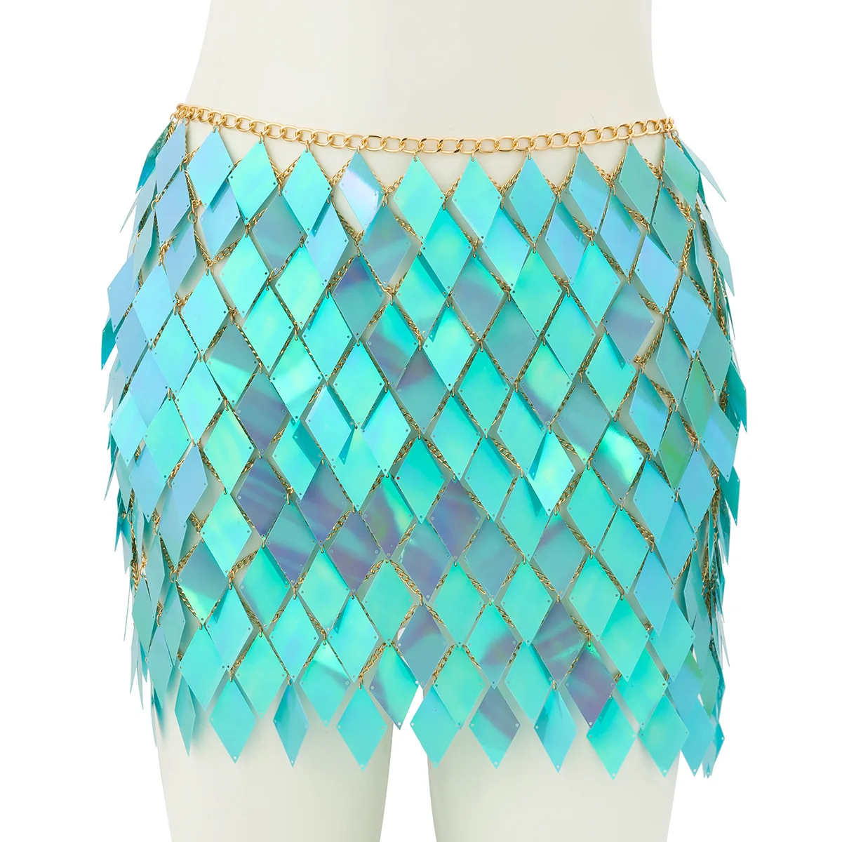 Y2K Sequins Rave Outfits Festival Clubwear Party Beach Mini Skirt Hollow Out Sexy Crop Top Women Body Chain Ropa Festival Mujer