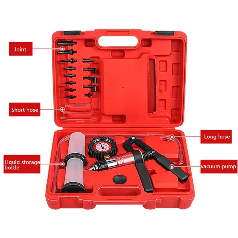 Auto Hand Held Vacuum Pressure Pump Tester Brake Clutch Fluid Bleeder Tool Kit Oil Change Power Steering Fluid Bleeding Tool Kit