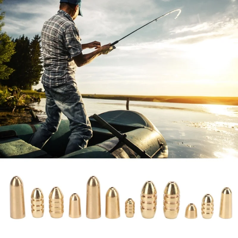 46pcs Fishing Brass Sinkers Weights Kit Tackle Sinkers With Box For Freshwater Saltwater Bass Fishing