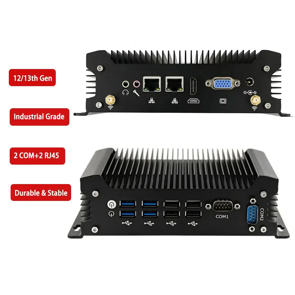 DDR5 كمبيوتر صغير صغير رخيص الثمن كمبيوتر صغير I5 Core I5 Ubuntu Linux صناعي بدون مروحة صناعة كمبيوتر صغير بدون مروحة كمبيوتر صناعي صغير