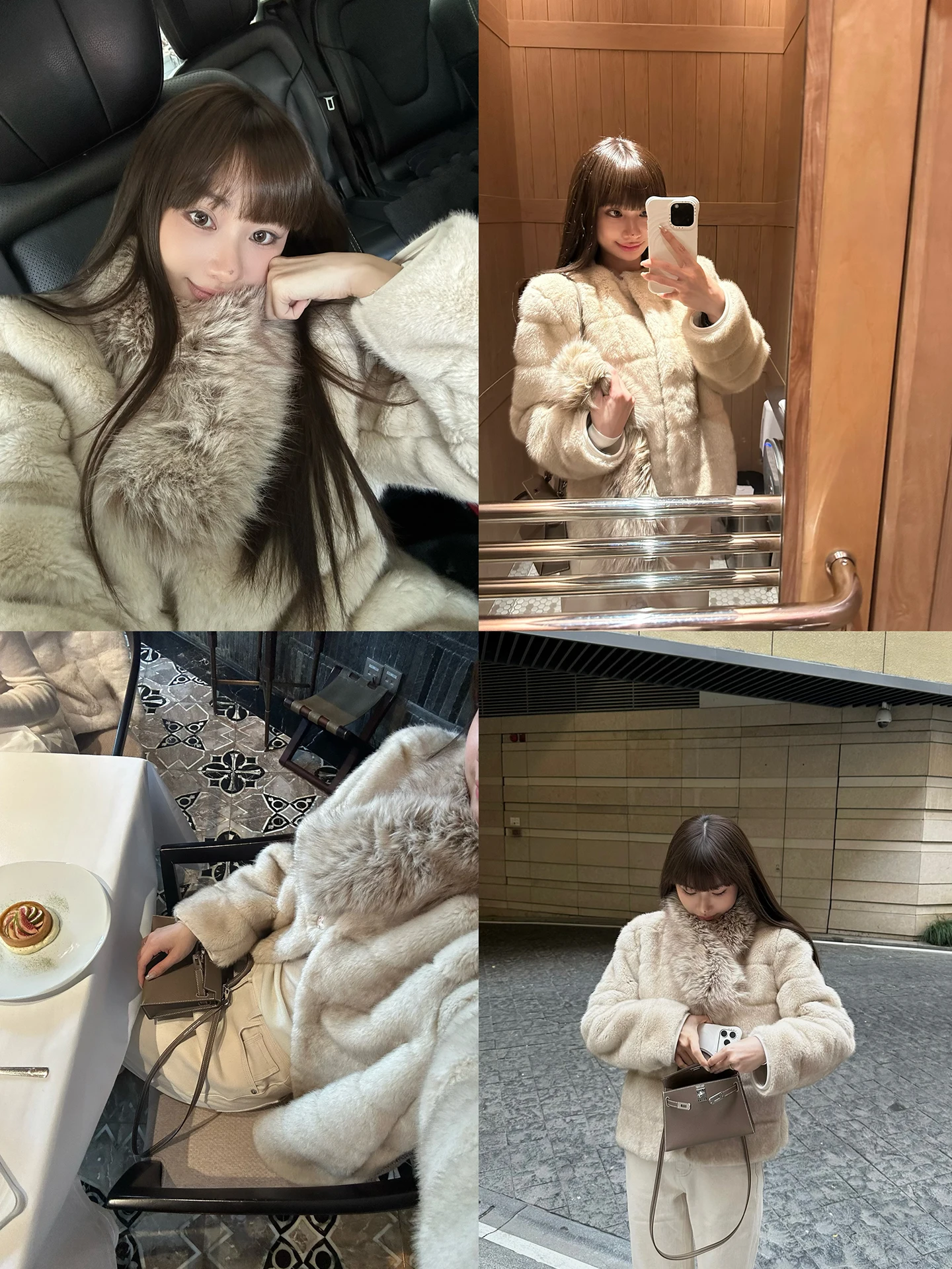

Eco-Friendly Faux Mink Fur Collar Coat Women's Vintage Sle round Ne Leather And Fur Inteated Warmth ort Length Outerwear