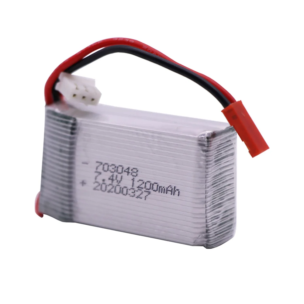 Batteria Lipo 7.4v 1200mAh 25C 703048 per MJXRC X600 RC Drone pezzi di ricambio 2S 7.4 V batteria agli ioni di litio con spina JST/SM/T/EL-2P/Tamiya