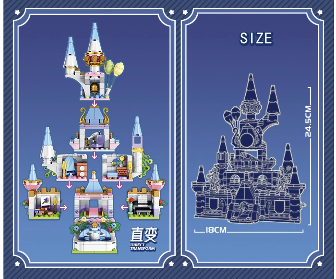 MOC – ensemble de blocs de construction de château du pays des merveilles 8 en 1, maison d'architecture magique médiévale, jouet pour enfants, cadeau d'anniversaire spécial pour journée