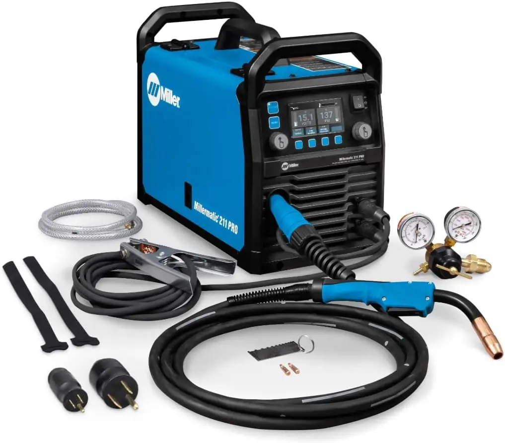 

Сварочный аппарат Millermatic 211 PRO MIG - портативный сварочный аппарат для сварки флюсовой проволокой с двойным напряжением, функцией Auto-Set и детектором катушки - для алюминия