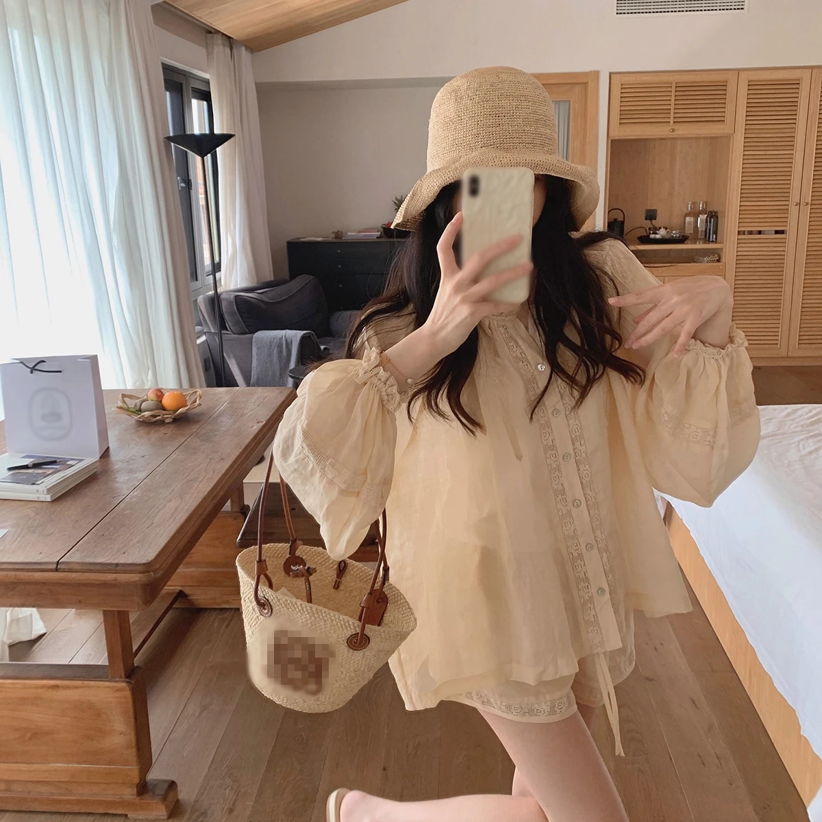 

Verlena Designer Women's Sets Blouse & Shorts Embroidery Lace Boho Beach Summer High Street Linen Shirt 2025, Long Sleeve Frill