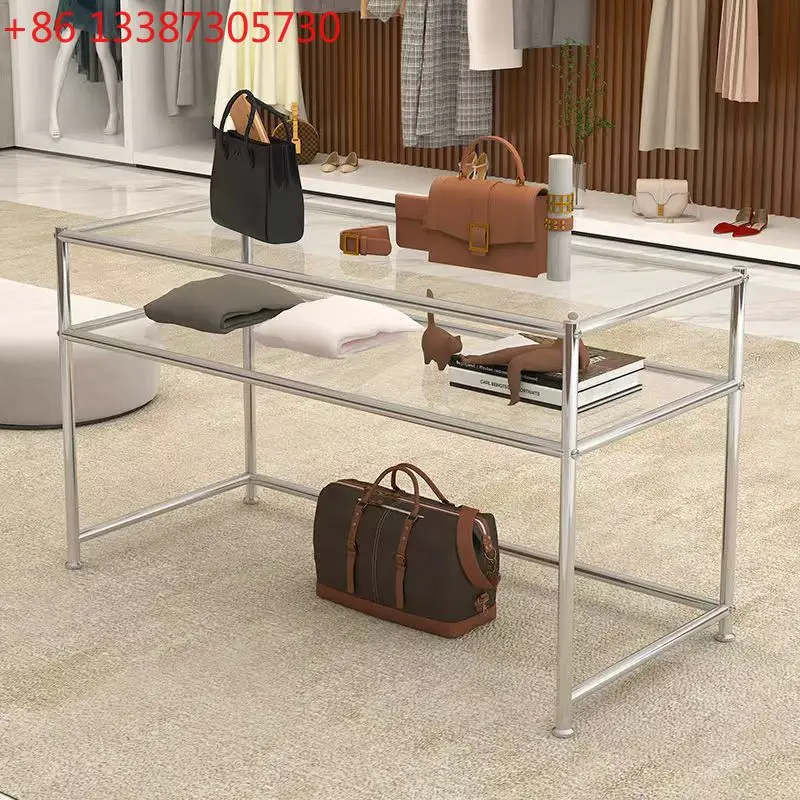 Nail Art Table Dresser Clothing Store Stainless Steel Glass Display Table