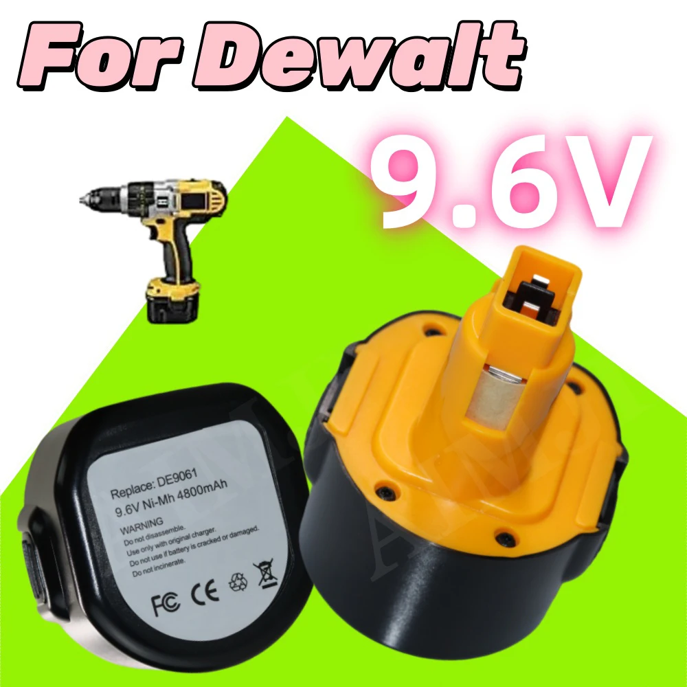 

Ni-MH Battery For Dewalt 9.6V Power Tool Battery 4800mAh Replacement DE9061 DE9062 DW9061 DW9062 DE9036 DW911 DW921 DW9614