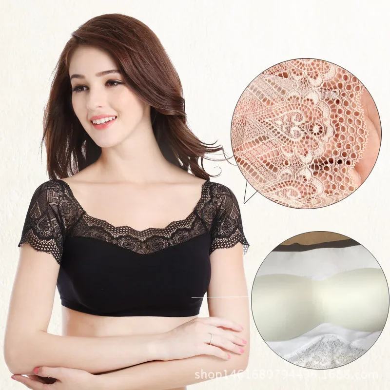 Sexy Mesh Lace Shirt ONeck Tank Top Women Summer Casual T Shirt Basic Ribber Short Sleeve Tops Camis Cropped Vest Y2k Crop Top