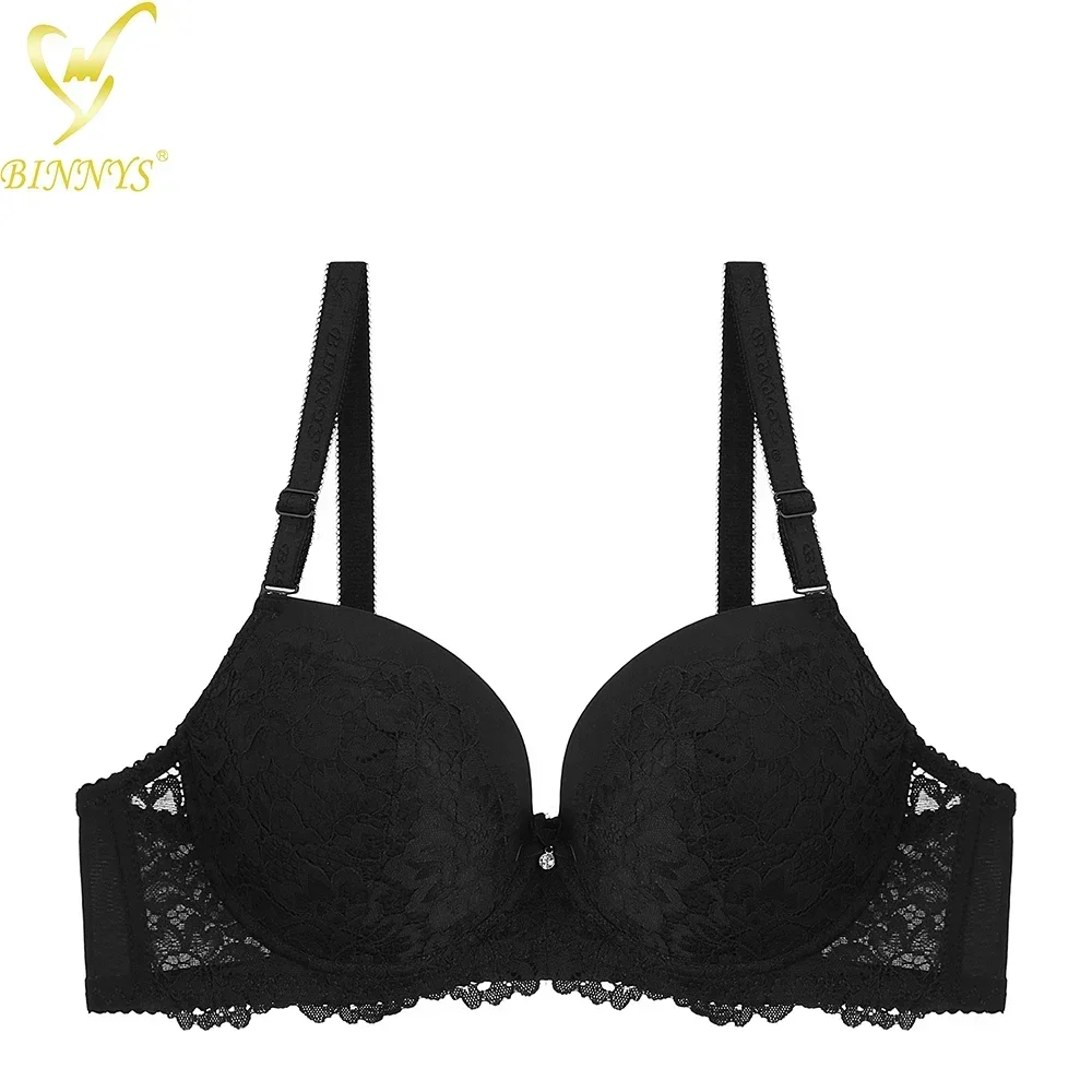 

D Cup Women's Sexy Strapless Thin Cup Nylon Bra Plus Size Breathable Lace Underwire Women Bra BINNYS