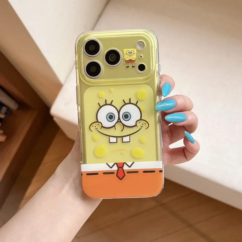 Funda para iPhone 17 Pro 16 15 Pro Max, Diseño de Bob Esponja y Patricio Estrella, Carcasa Rígida Antigolpes