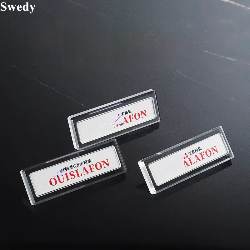 10 Pieces 49x12mm Mini Acrylic Sign Holder Display Stand Name Paper Holder Stand Small Table Blank Price Label Paper Card Tags