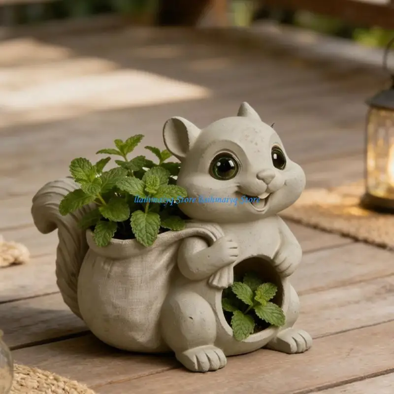 573B Detailed Silicone Crafting Mold Squirrel Containers Moulds for Planter Art Projects and Home Decors Accessories