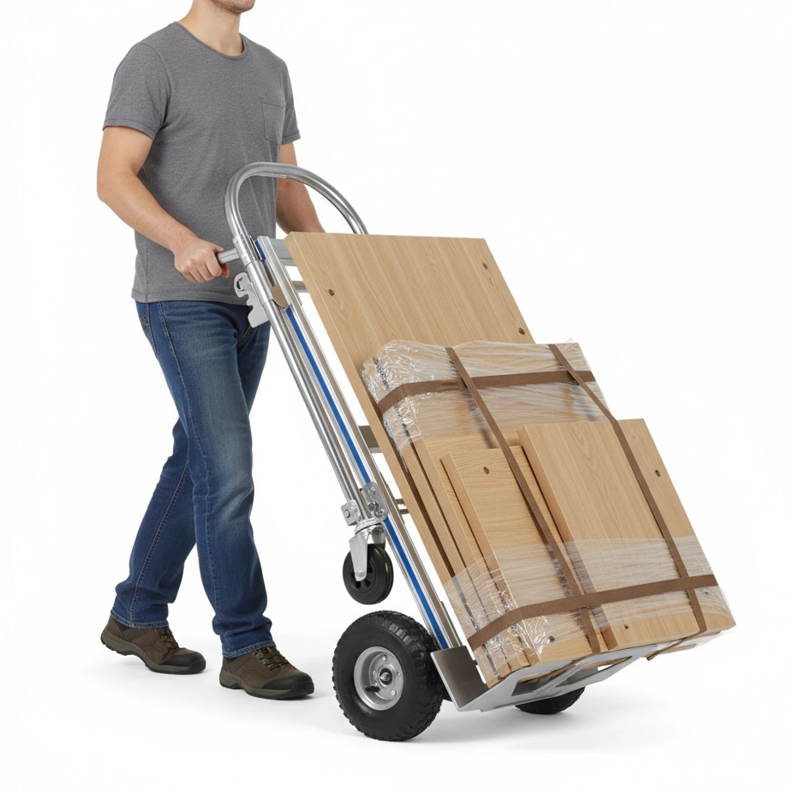 

Складная тележка-платформа 3-в-1 с грузоподъемностью 250 кг, усиленная, на колесах, для склада, супермаркета, сада